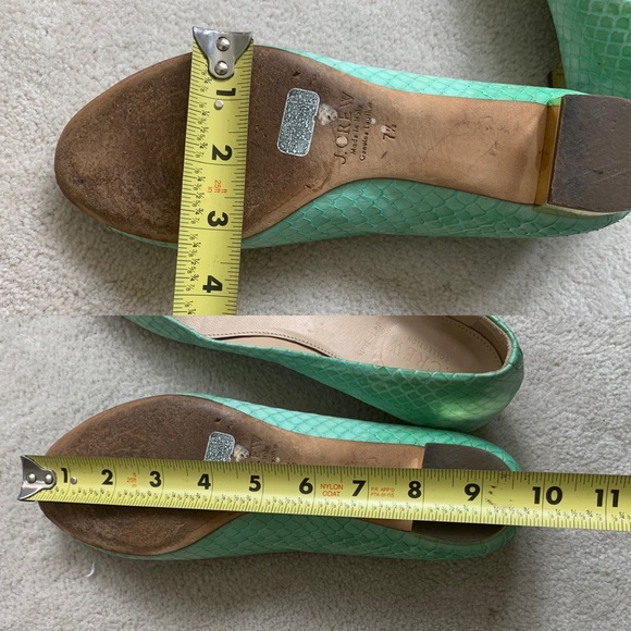 🌸HP🌸 Rare Find, J. Crew Collection Janey Snakeskin Flats, Metallic heels, 7.5 - Picture 14 of 16